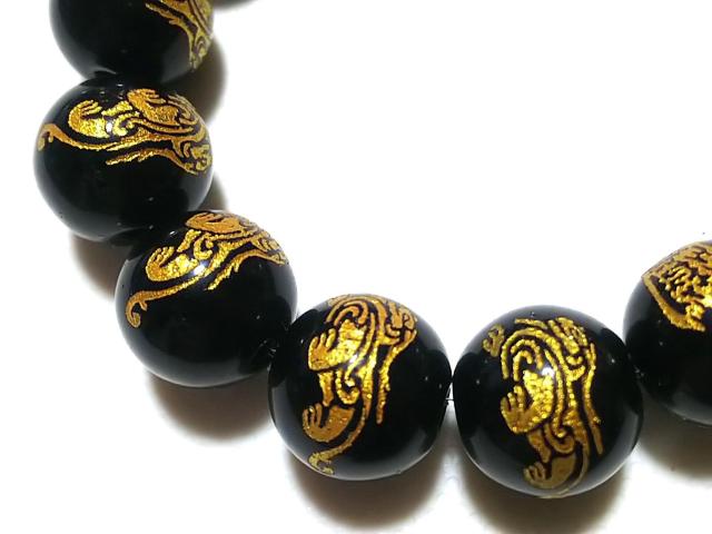 天然石★オニキス 虎神(金彫り)12mm 半連  < 女性アクセサリー/時計  天然石★オニキス 虎神(金彫り)12mm 半連  < 女性アクセサリー/時計の