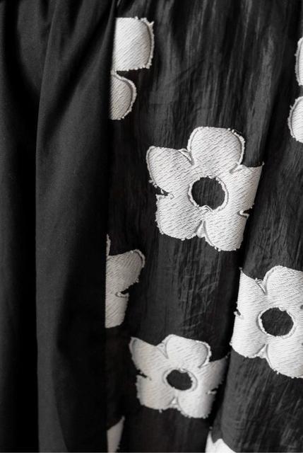 ロング丈 裏地付き フレア スカート 花柄切り替え ブラック 大きいサイズ < 女性ファッション ロング丈 裏地付き フレア スカート 花柄切り替え ブラック 大きいサイズ < 女性ファッションの