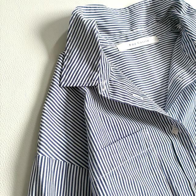 ◆美品◆レイカズン◆大きいサイズ感◆綿混ストライプシャツチュニック◆白×ブルー < 女性ファッション ◆美品◆レイカズン◆大きいサイズ感◆綿混ストライプシャツチュニック◆白×ブルー < 女性ファッションの