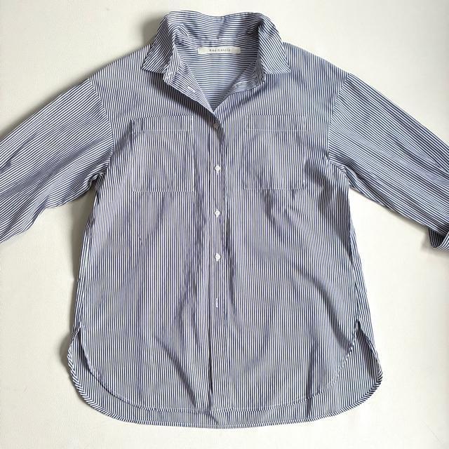 ◆美品◆レイカズン◆大きいサイズ感◆綿混ストライプシャツチュニック◆白×ブルー < 女性ファッション ◆美品◆レイカズン◆大きいサイズ感◆綿混ストライプシャツチュニック◆白×ブルー < 女性ファッションの