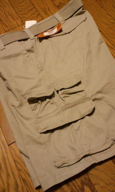Leeデザインカーゴハーフパンツ カーキ茶系 サイズW52〜ウエスト132cmベルト付き < 男性ファッション  Leeデザインカーゴハーフパンツ カーキ茶系 サイズW52〜ウエスト132cmベルト付き < 男性ファッションの