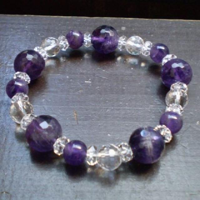 ミラーカットアメジストxカット水晶ブレスレット < 男性アクセサリー/時計 ミラーカットアメジストxカット水晶ブレスレット < 男性アクセサリー/時計の