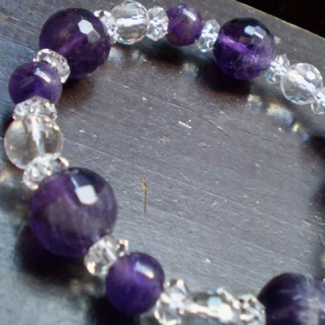 ミラーカットアメジストxカット水晶ブレスレット < 男性アクセサリー/時計 ミラーカットアメジストxカット水晶ブレスレット < 男性アクセサリー/時計の