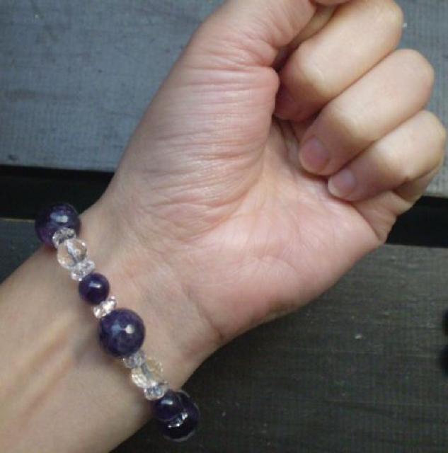 ミラーカットアメジストxカット水晶ブレスレット < 男性アクセサリー/時計 ミラーカットアメジストxカット水晶ブレスレット < 男性アクセサリー/時計の