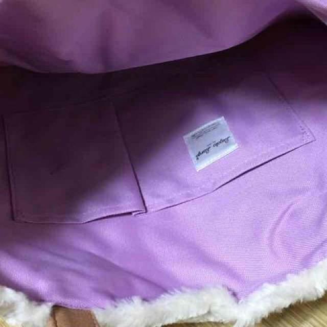 茶トラ猫フェイス刺繍片側ファー切替トートバッグ。ピンク < 女性ファッション  茶トラ猫フェイス刺繍片側ファー切替トートバッグ。ピンク < 女性ファッションの