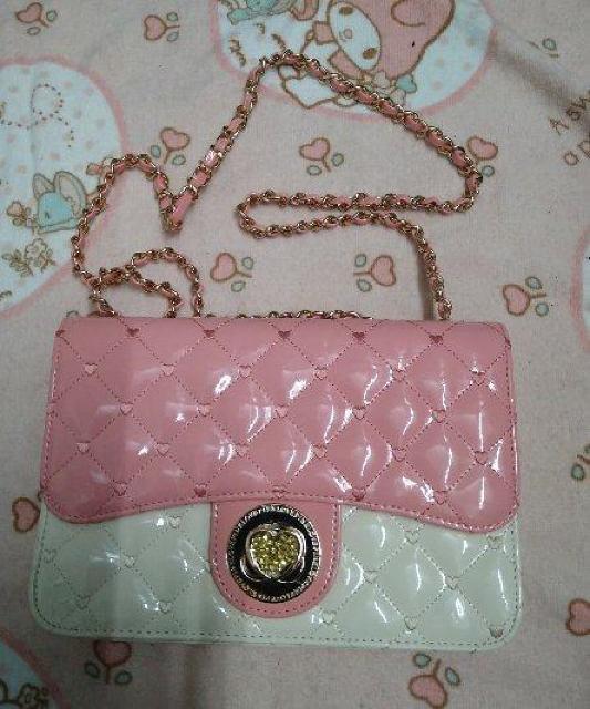 ハート柄バイカラーショルダーバッグ < 女性ファッション  ハート柄バイカラーショルダーバッグ  < 女性ファッションの