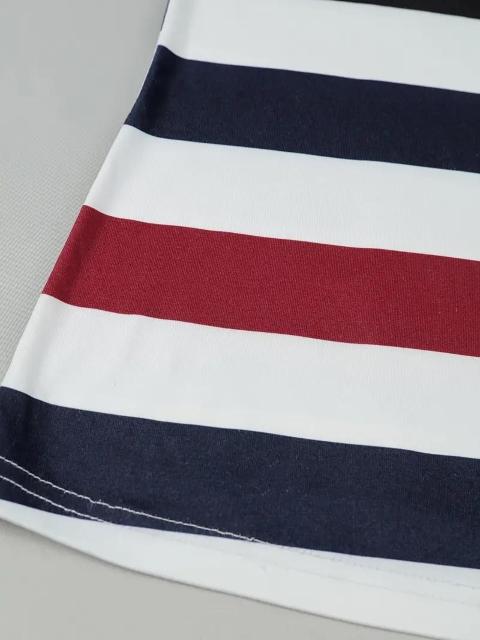 超お買い得1290円★赤と青のストライプ&ロゴ付き 春夏カジュアルトップ 日本サイズL相当 < 女性ファッション  超お買い得1290円★赤と青のストライプ&ロゴ付き 春夏カジュアルトップ 日本サイズL相当 < 女性ファッションの