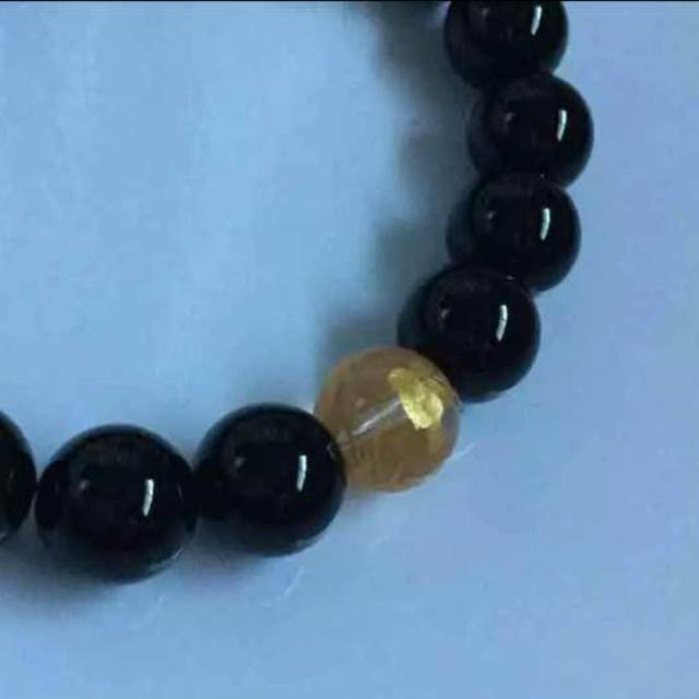 天然石★オニキス&金龍水晶 ブレスレット 約1cm玉 内径約17cm < 男性アクセサリー/時計  天然石★オニキス&金龍水晶 ブレスレット 約1cm玉 内径約17cm < 男性アクセサリー/時計の