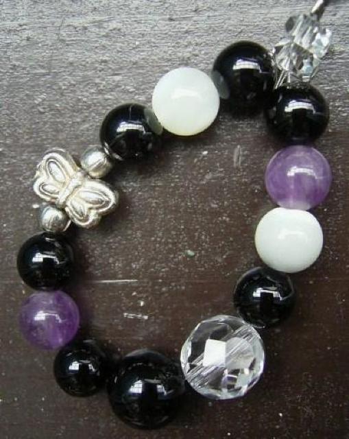 *蝶*オニキスxアメジストxマザーオブパールストラップ < 家電/AV *蝶*オニキスxアメジストxマザーオブパールストラップ < 家電/AVの