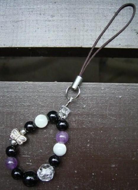 *蝶*オニキスxアメジストxマザーオブパールストラップ < 家電/AV *蝶*オニキスxアメジストxマザーオブパールストラップ < 家電/AVの