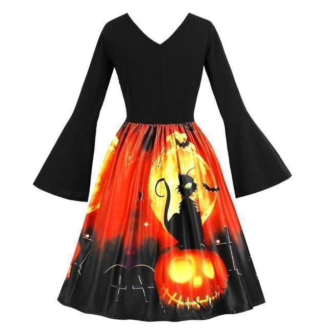 新品大きいサイズ3Lハロウィンかぼちゃと猫のワンピース < 女性ファッション  新品大きいサイズ3Lハロウィンかぼちゃと猫のワンピース < 女性ファッションの