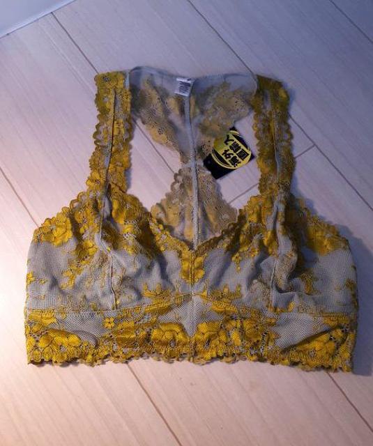 可愛い♪レース レーサーバック ブラジャー インナー ストレッチ ヨガ◆グレー×イエロー◆M < 女性ファッション 可愛い♪レース レーサーバック ブラジャー インナー ストレッチ ヨガ◆グレー×イエロー◆M < 女性ファッションの