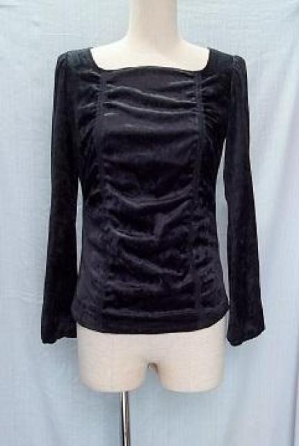 ◆COMME CA ISM  コムサイズム/レース入り デザイントップス 長袖 ベロア/ブラック/サイズM < 女性ファッション  ◆COMME CA ISM  コムサイズム/レース入り デザイントップス 長袖 ベロア/ブラック/サイズM  < 女性ファッションの