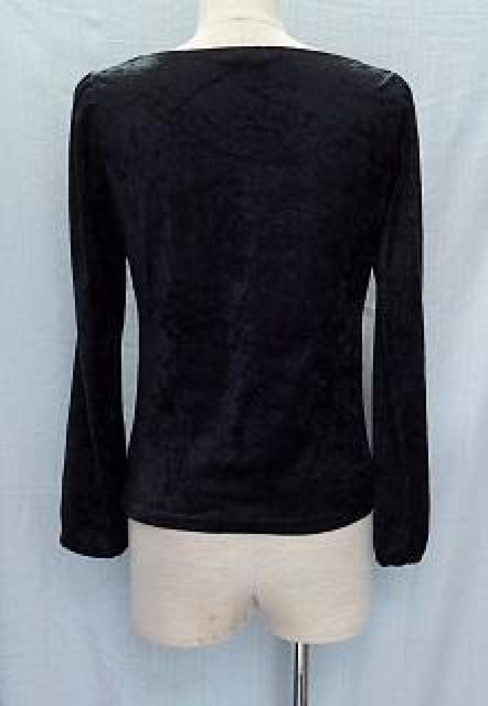 ◆COMME CA ISM  コムサイズム/レース入り デザイントップス 長袖 ベロア/ブラック/サイズM < 女性ファッション  ◆COMME CA ISM  コムサイズム/レース入り デザイントップス 長袖 ベロア/ブラック/サイズM < 女性ファッションの