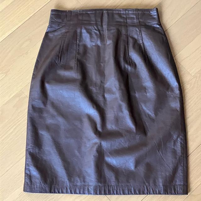 牛革 ハイウエスト 膝丈 スカート レザースカート スリット付きスカート < 女性ファッション  牛革 ハイウエスト 膝丈 スカート レザースカート スリット付きスカート  < 女性ファッションの
