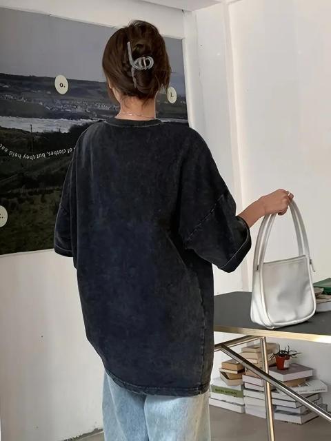 超お買い得1390円★猫プリント クルーネック Tシャツ 春夏 カジュアル 半袖 Tシャツ(日本サイズM相当) < 女性ファッション  超お買い得1390円★猫プリント クルーネック Tシャツ 春夏 カジュアル 半袖 Tシャツ(日本サイズM相当) < 女性ファッションの