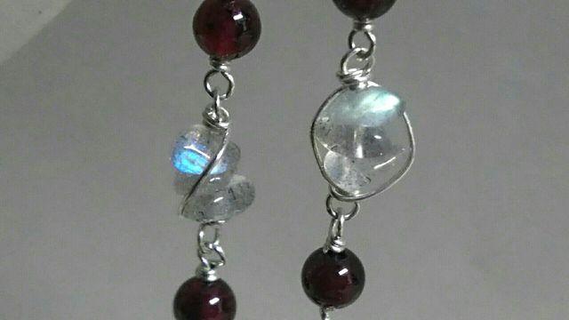 *ラブラドライトとガーネットのピアス*sv 17015 < 女性アクセサリー/時計 *ラブラドライトとガーネットのピアス*sv 17015 < 女性アクセサリー/時計の