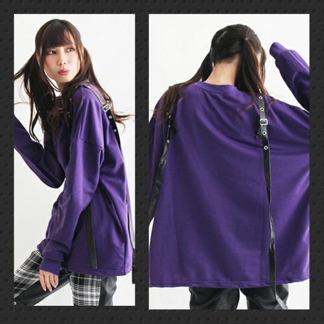 Drughoney【ユニセックス】肩ハトメベルト装飾スウェット < 男性ファッション  Drughoney【ユニセックス】肩ハトメベルト装飾スウェット < 男性ファッションの