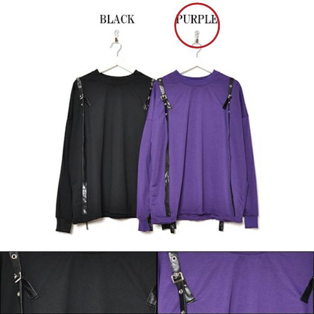 Drughoney【ユニセックス】肩ハトメベルト装飾スウェット < 男性ファッション  Drughoney【ユニセックス】肩ハトメベルト装飾スウェット < 男性ファッションの