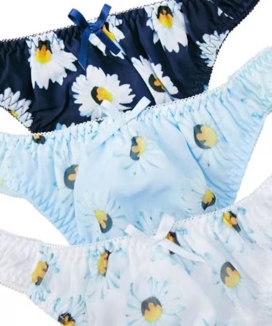 4Lサイズ3枚組マーガレットお花畑!シフォン使いツルツル光沢素材フェミニン!Tバックショーツ < 女性ファッション  4Lサイズ3枚組マーガレットお花畑!シフォン使いツルツル光沢素材フェミニン!Tバックショーツ < 女性ファッションの