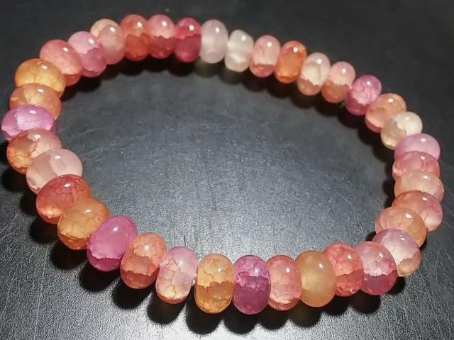 天然石★龍紋瑪瑙(ピンク)8mmロンデル ブレス < 女性アクセサリー/時計 天然石★龍紋瑪瑙(ピンク)8mmロンデル ブレス < 女性アクセサリー/時計の