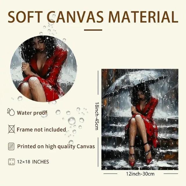 爆ヤス価格690円★赤いドレスと傘をかぶったシックな女性 - 防水キャンバスアート、30.48x45.72cm フレームレス < インテリア/ライフ 爆ヤス価格690円★赤いドレスと傘をかぶったシックな女性 - 防水キャンバスアート、30.48x45.72cm フレームレス < インテリア/ライフの