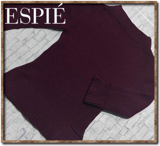 エスピエ カシミヤ100%ハイネック7分袖ニット ワインレッド < 女性ファッション エスピエ カシミヤ100%ハイネック7分袖ニット ワインレッド < 女性ファッションの