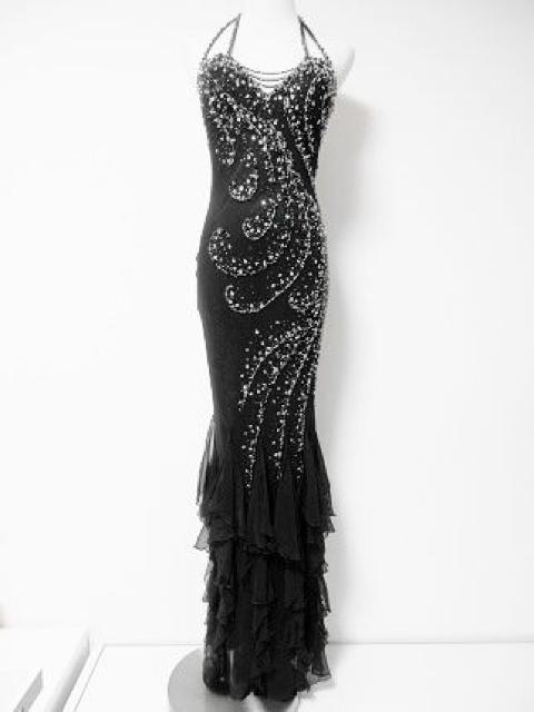 EauSouage黒ビーズビジューシルクマーメイドロングドレス < 女性ファッション EauSouage黒ビーズビジューシルクマーメイドロングドレス < 女性ファッションの