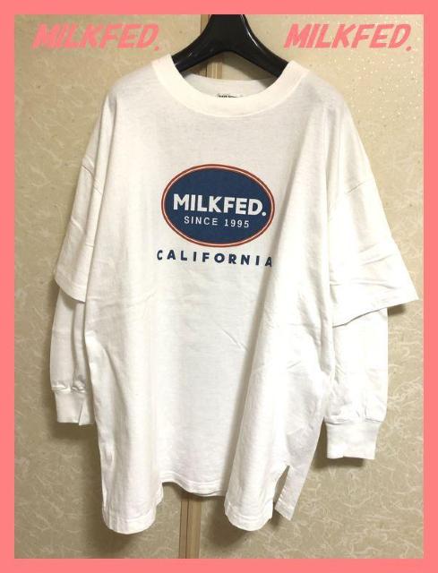 ☆ミルクフェド☆美品♪完売レイヤード風オーバーサイズサークルロゴロンT白☆ < ブランド ☆ミルクフェド☆美品♪完売レイヤード風オーバーサイズサークルロゴロンT白☆ < ブランドの
