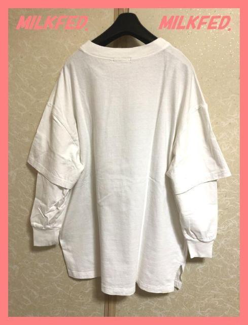 ☆ミルクフェド☆美品♪完売レイヤード風オーバーサイズサークルロゴロンT白☆ < ブランド ☆ミルクフェド☆美品♪完売レイヤード風オーバーサイズサークルロゴロンT白☆ < ブランドの