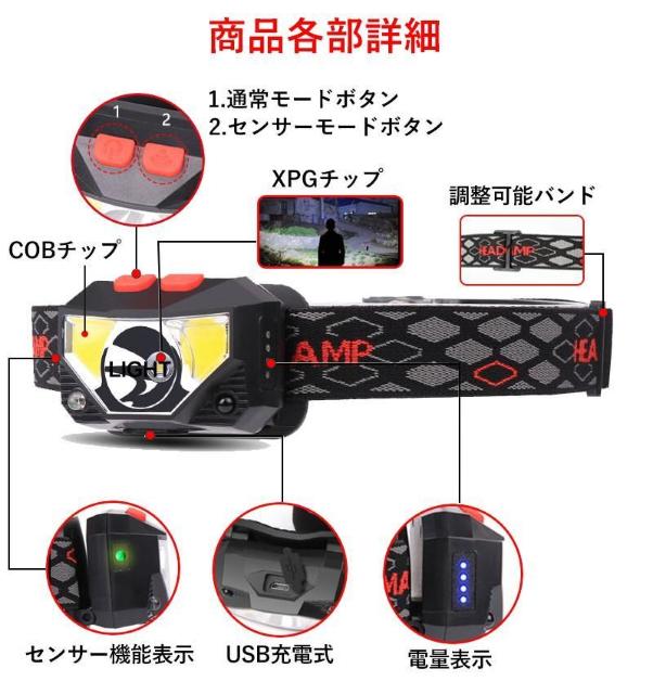 *ZT[ځ LED wbhCg USB[d y 6픭 邳  W[/X|[c 