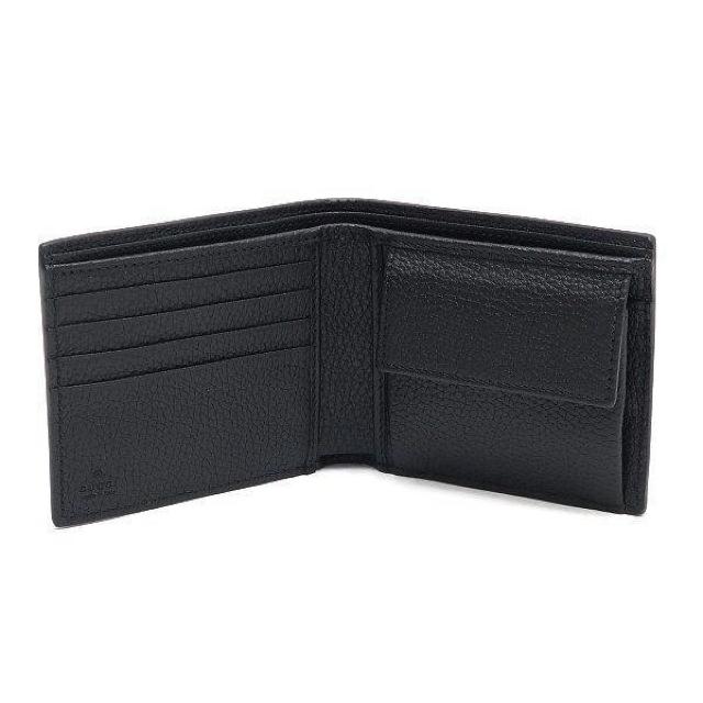 ◆ 本物 新品同様 ◆ GUCCI グッチ 2つ折り財布 小銭入れ付き ブラック 黒 レザー ロゴ 保存袋 箱 人気 835098 < ブランド  ◆ 本物 新品同様 ◆ GUCCI グッチ 2つ折り財布 小銭入れ付き ブラック 黒 レザー ロゴ 保存袋 箱 人気 835098 < ブランドの