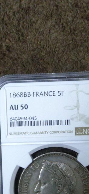 1868年 BB ナポレオン3世 5フラン銀貨弊 < ホビー 1868年 BB ナポレオン3世 5フラン銀貨弊 < ホビーの