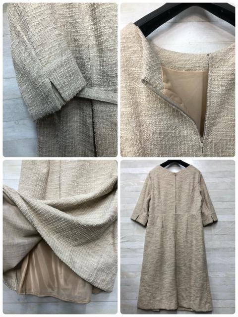 新品☆3L紺ベージュ♪ツイード調ワンピスーツ♪入学式卒業式にも♪☆R128 < 女性ファッション 新品☆3L紺ベージュ♪ツイード調ワンピスーツ♪入学式卒業式にも♪☆R128 < 女性ファッションの