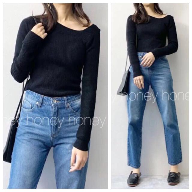 細い魅せ●定価8,800円【新品未使用】大人Sexyワンショルダーリブニット●黒ブラック●アシメ アシンメ < 女性ファッション  細い魅せ●定価8,800円【新品未使用】大人Sexyワンショルダーリブニット●黒ブラック●アシメ アシンメ < 女性ファッションの