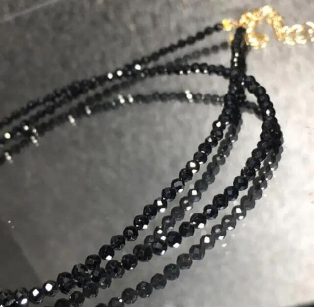 《ネックレス》まるでダイヤの様な輝き 天然石ブラックスピネル アジャスター付き < 男性アクセサリー/時計  《ネックレス》まるでダイヤの様な輝き 天然石ブラックスピネル アジャスター付き < 男性アクセサリー/時計の