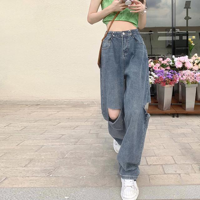 送料無料 新品 デニムパンツ ダメージ ジーンズ 春夏秋 < 女性ファッション  送料無料 新品 デニムパンツ ダメージ ジーンズ 春夏秋 < 女性ファッションの