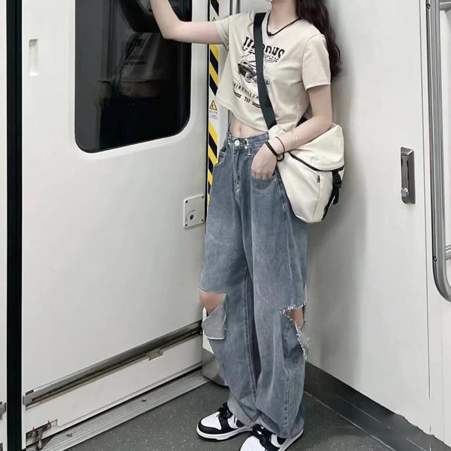 送料無料 新品 デニムパンツ ダメージ ジーンズ 春夏秋 < 女性ファッション  送料無料 新品 デニムパンツ ダメージ ジーンズ 春夏秋 < 女性ファッションの