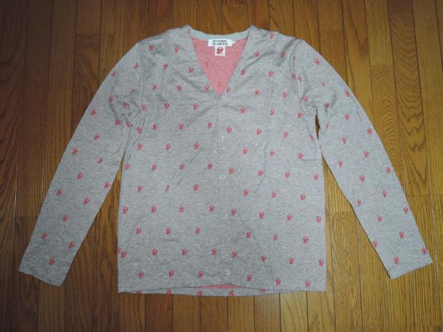 HYSTERIC GLAMOUR ヒステリックグラマー × ローリングストーンズ カーディガン M 灰 薄手 ドット柄 < ブランド  HYSTERIC GLAMOUR ヒステリックグラマー × ローリングストーンズ カーディガン M 灰 薄手 ドット柄  < ブランドの