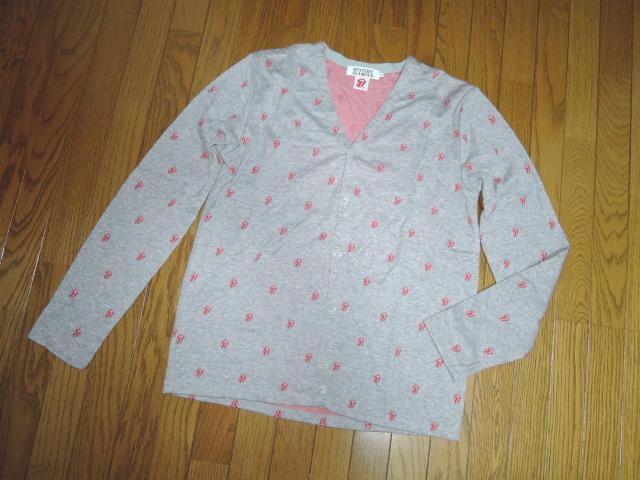 HYSTERIC GLAMOUR ヒステリックグラマー × ローリングストーンズ カーディガン M 灰 薄手 ドット柄 < ブランド  HYSTERIC GLAMOUR ヒステリックグラマー × ローリングストーンズ カーディガン M 灰 薄手 ドット柄 < ブランドの