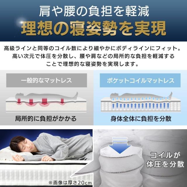 アイリスプラザ 高密度ポケットコイルマットレス 身体の負担を軽減 独立コイル528個 16.5cm ブラック < インテリア/ライフ  アイリスプラザ 高密度ポケットコイルマットレス 身体の負担を軽減 独立コイル528個 16.5cm ブラック < インテリア/ライフの