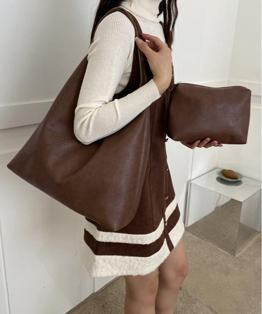 送料無料 新品 トートバッグ ポーチ付き 無地バッグ < 女性ファッション  送料無料 新品 トートバッグ ポーチ付き 無地バッグ < 女性ファッションの