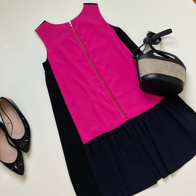 ◆美品◆CROLLA◆バイカラーノースリーブチュニック◆黒×ピンク×ネイビー◆M < 女性ファッション  ◆美品◆CROLLA◆バイカラーノースリーブチュニック◆黒×ピンク×ネイビー◆M < 女性ファッションの