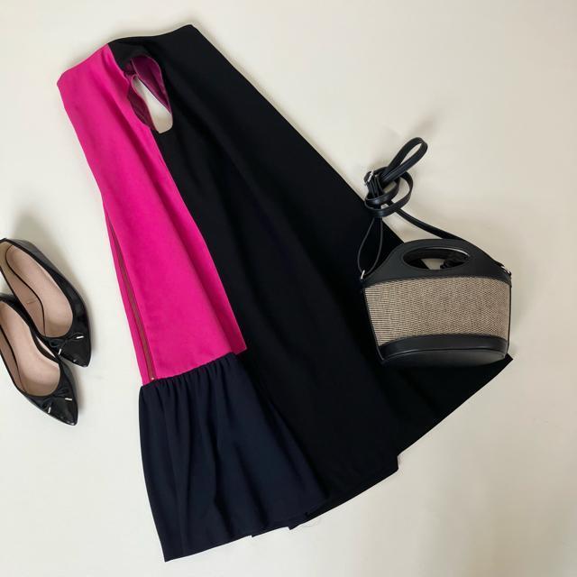 ◆美品◆CROLLA◆バイカラーノースリーブチュニック◆黒×ピンク×ネイビー◆M < 女性ファッション  ◆美品◆CROLLA◆バイカラーノースリーブチュニック◆黒×ピンク×ネイビー◆M < 女性ファッションの