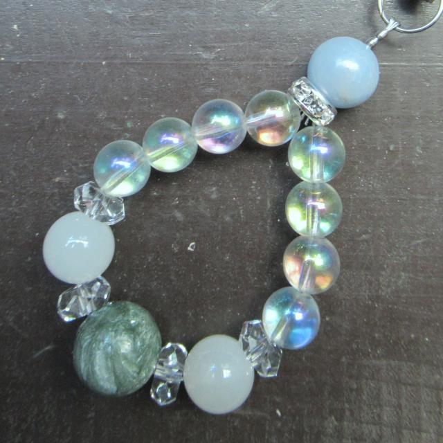 セラフィナイトxエンジェライトxムーンストーンストラップ < 家電/AV セラフィナイトxエンジェライトxムーンストーンストラップ < 家電/AVの