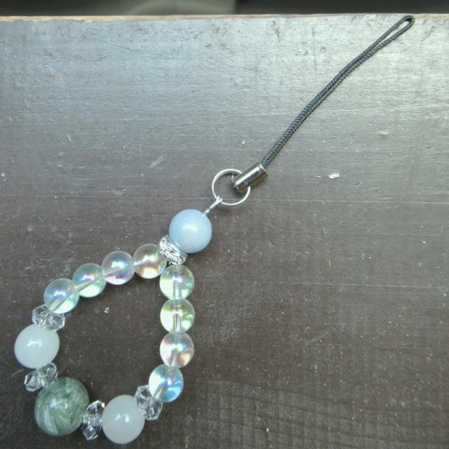 セラフィナイトxエンジェライトxムーンストーンストラップ < 家電/AV セラフィナイトxエンジェライトxムーンストーンストラップ < 家電/AVの