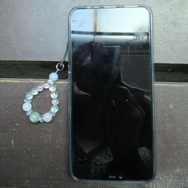 セラフィナイトxエンジェライトxムーンストーンストラップ < 家電/AV セラフィナイトxエンジェライトxムーンストーンストラップ < 家電/AVの