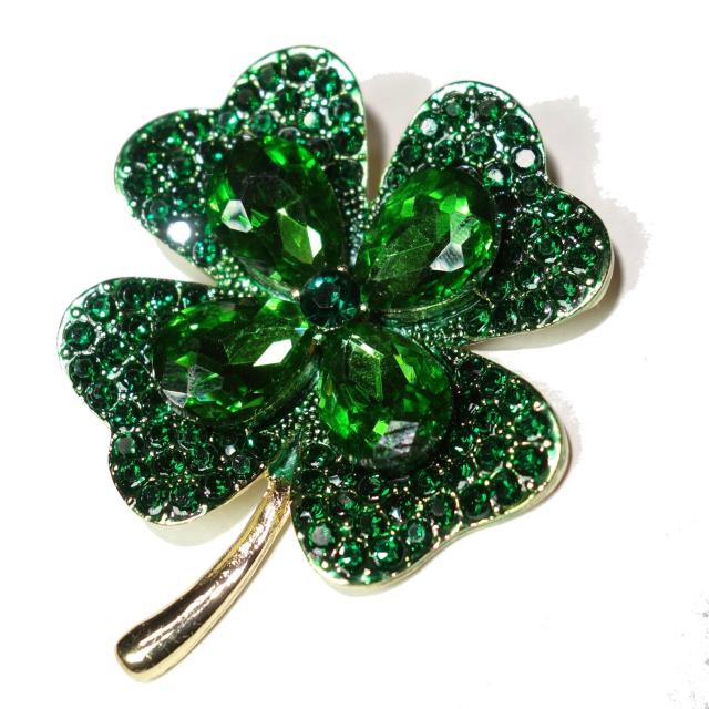ビッグサイズ 緑色 四葉のクローバー クローバー バッジ ブローチ ラペルピン ピンバッジ ラインストーン < 女性アクセサリー/時計 ビッグサイズ 緑色 四葉のクローバー クローバー バッジ ブローチ ラペルピン ピンバッジ ラインストーン < 女性アクセサリー/時計の