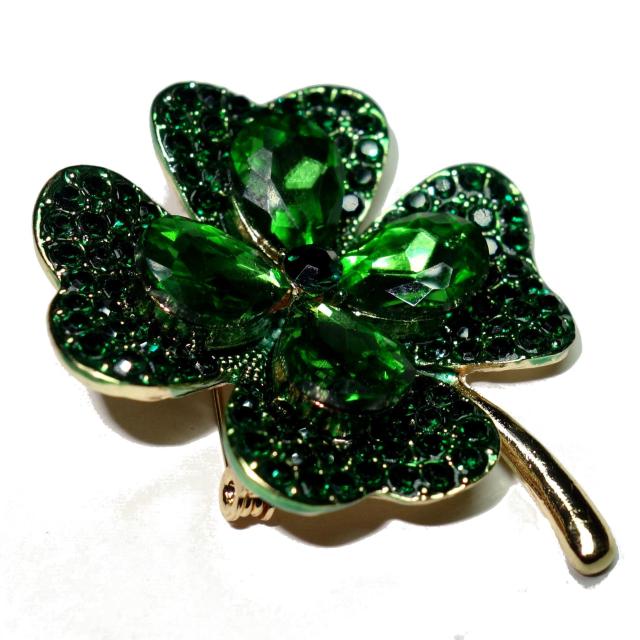 ビッグサイズ 緑色 四葉のクローバー クローバー バッジ ブローチ ラペルピン ピンバッジ ラインストーン < 女性アクセサリー/時計 ビッグサイズ 緑色 四葉のクローバー クローバー バッジ ブローチ ラペルピン ピンバッジ ラインストーン < 女性アクセサリー/時計の