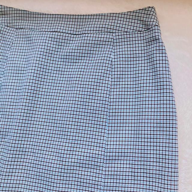 千鳥柄 チェック ミントブルー 膝丈 タイト ペンシル スカート W67 N2m < 女性ファッション  千鳥柄 チェック ミントブルー 膝丈 タイト ペンシル スカート W67 N2m < 女性ファッションの